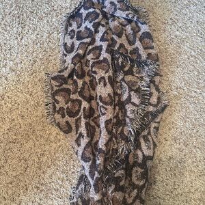 Leopard Print Fringe Scarf